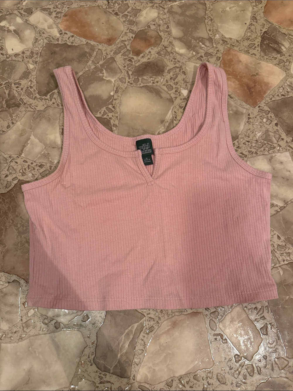 wild fable Light Pink Ribbed V-Notch Crop Tank